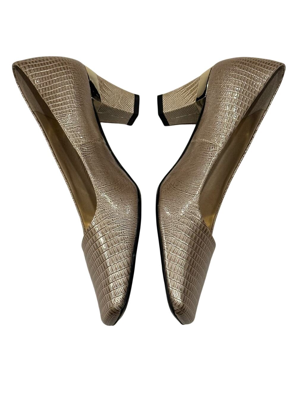 J.Renee Mary-LPTPE Taupe Lizard Print Womens 7.5 Square Toe 2 1/2”Heels